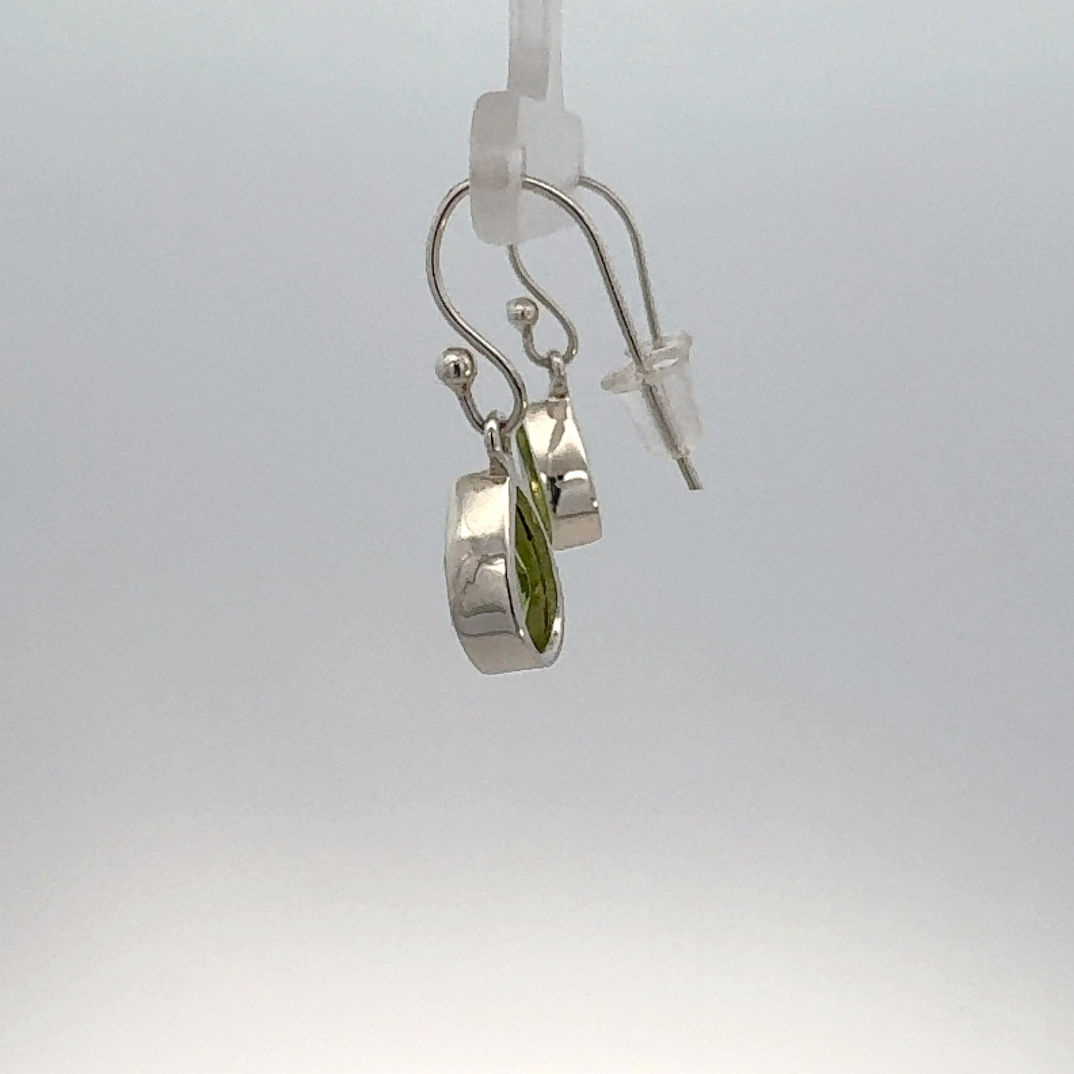 Pear Cut Peridot Earrings in Sterling Silver