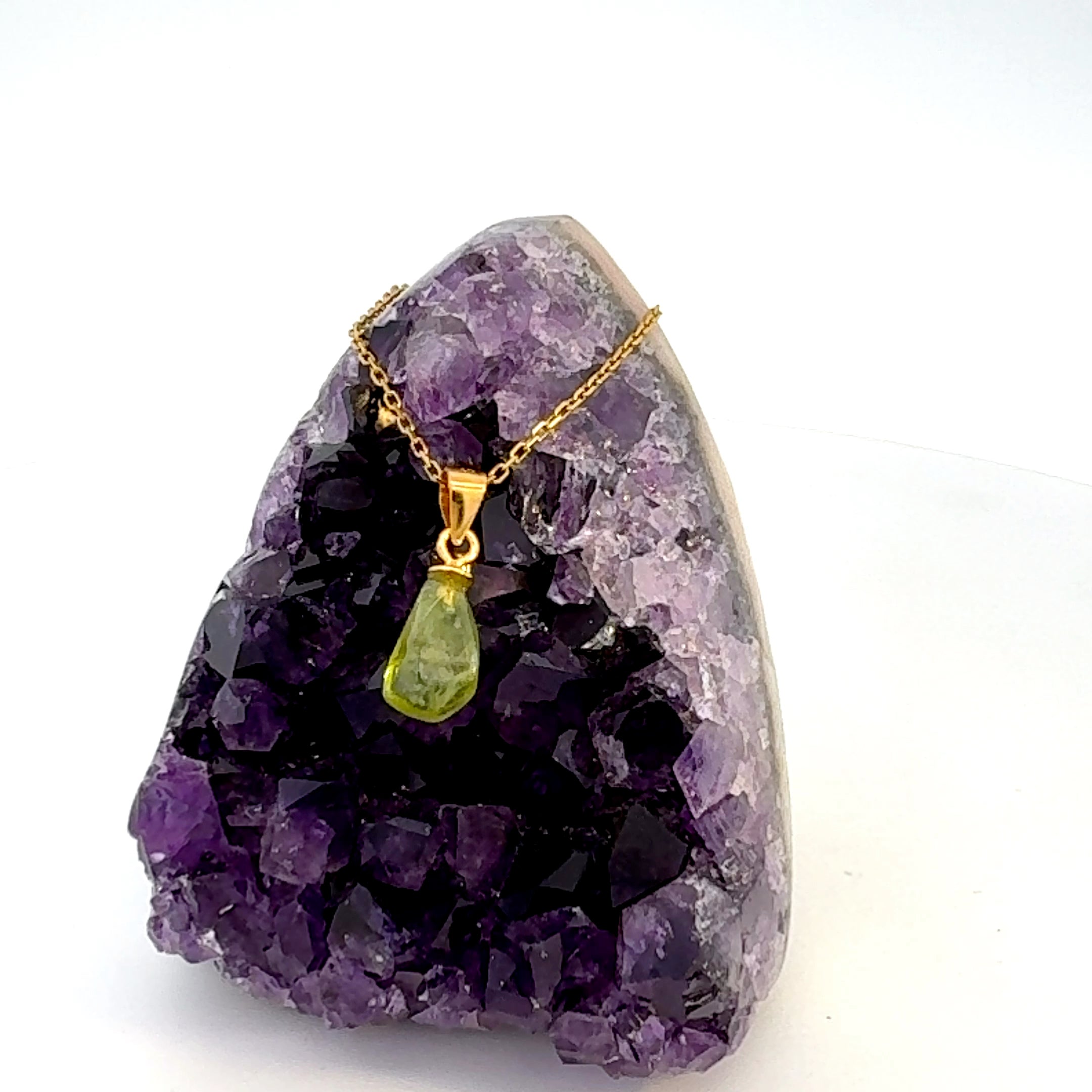 Freeform Peridot Necklace in Vermeil