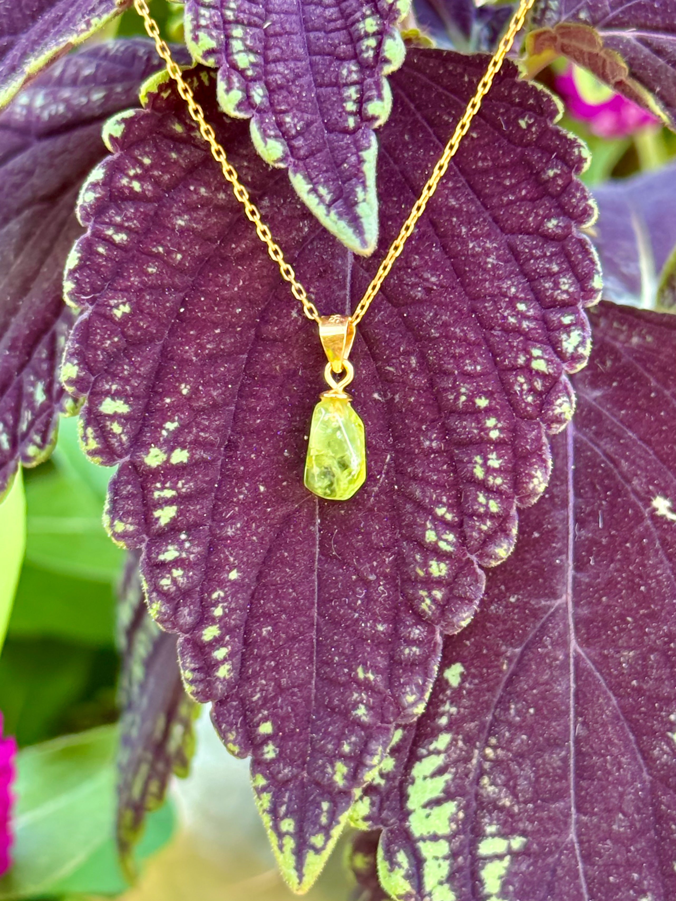 Freeform Peridot Necklace in Vermeil