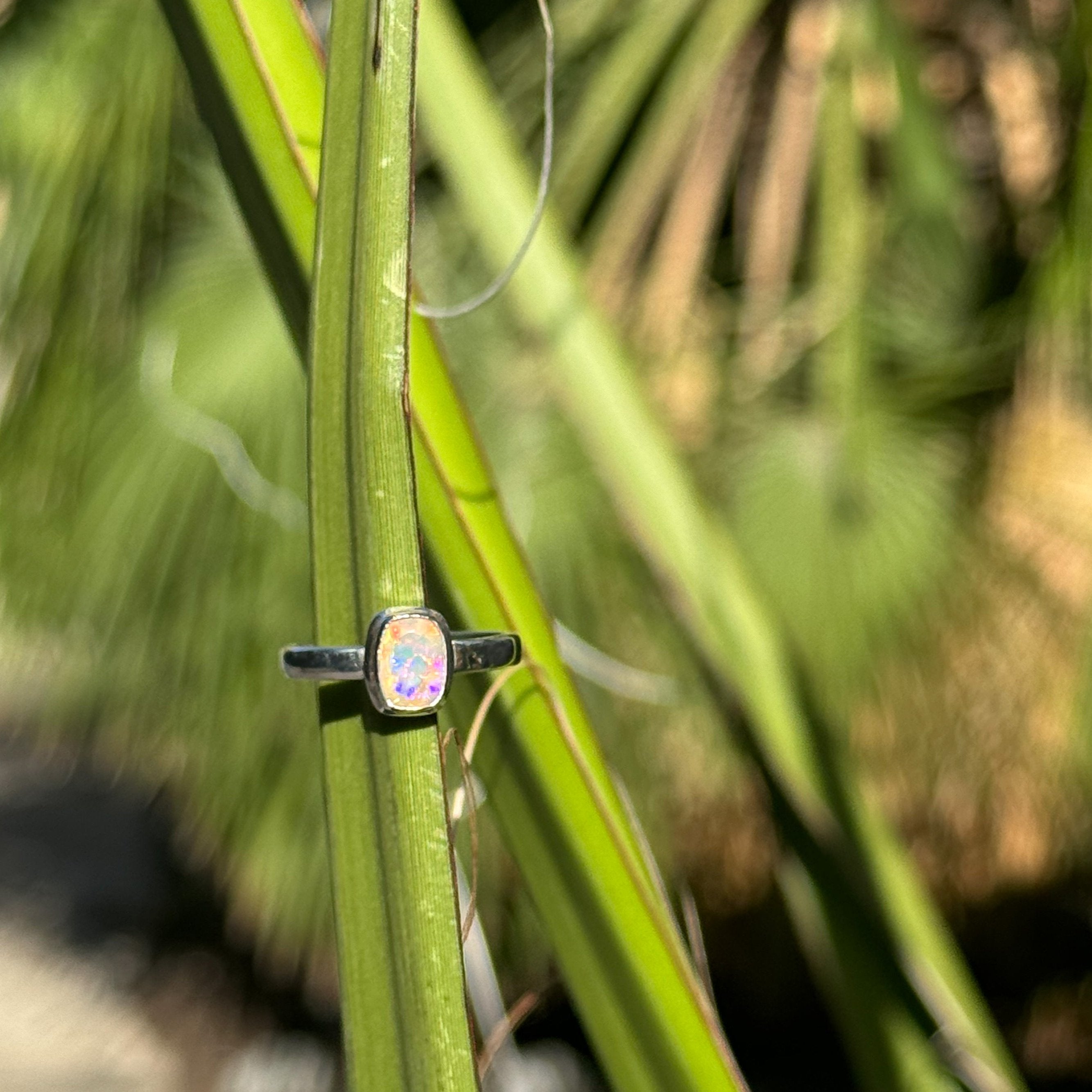 Rectangle Ethiopian Opal Ring in Sterling