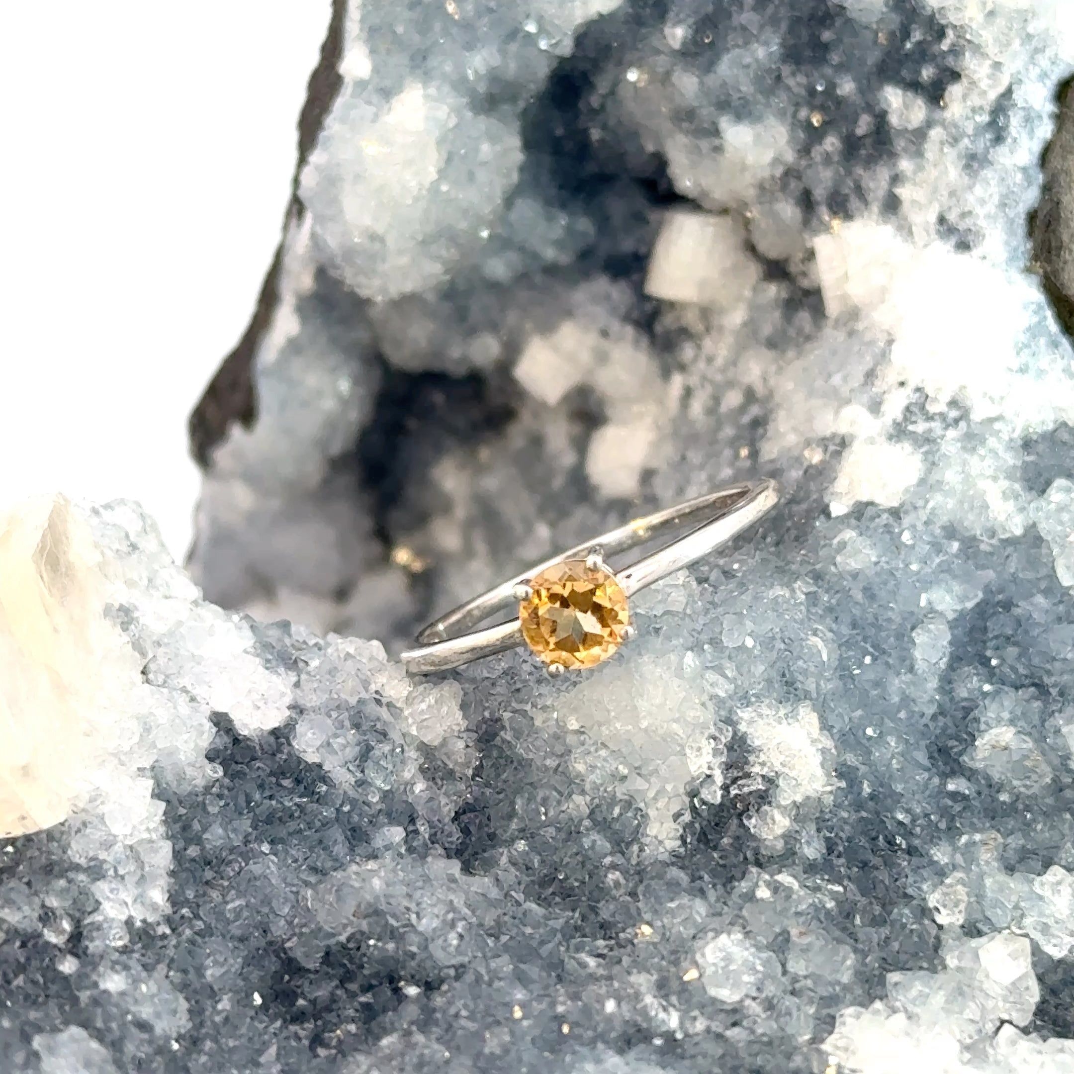 Round Cut Citrine in Sterling Silver