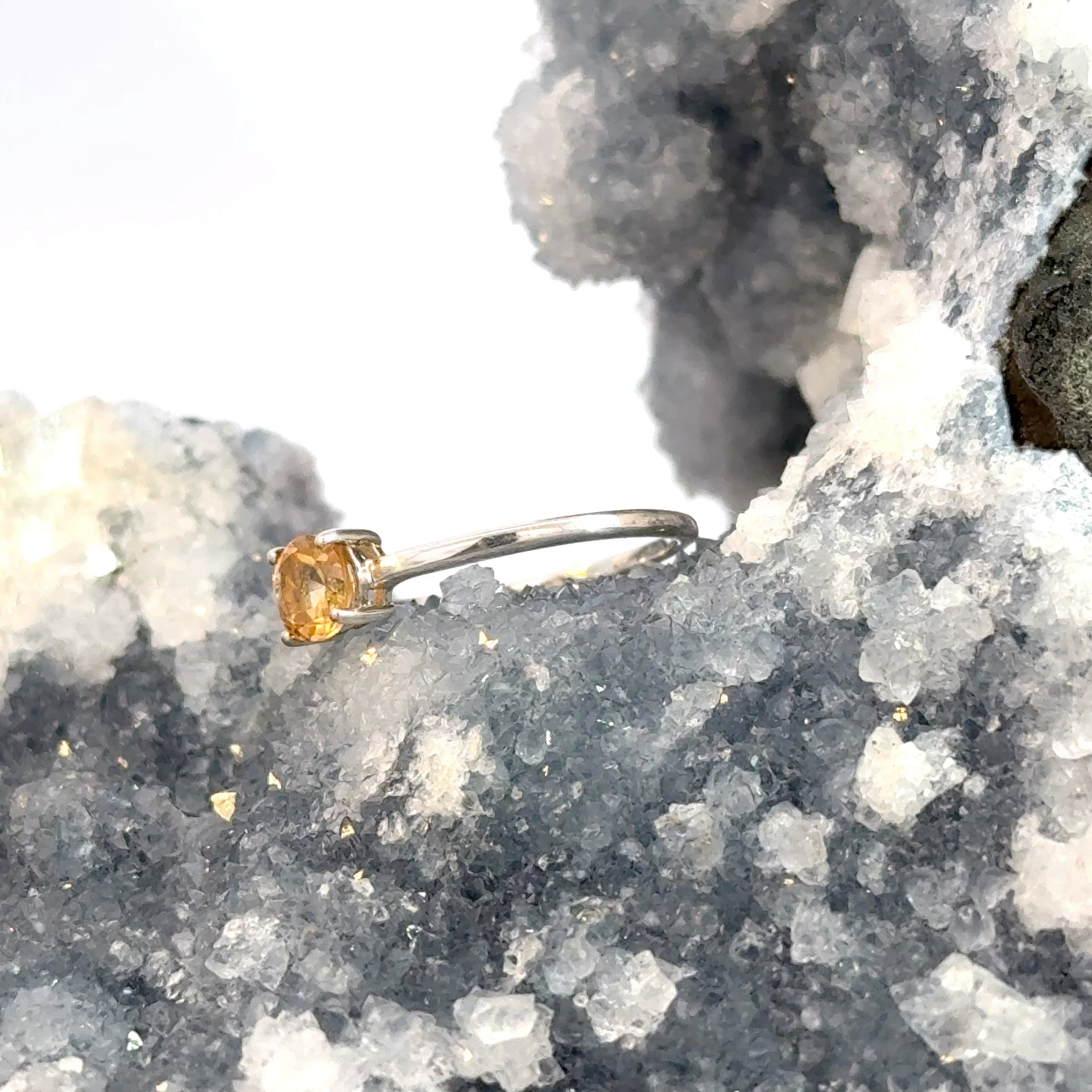 Round Cut Citrine in Sterling Silver