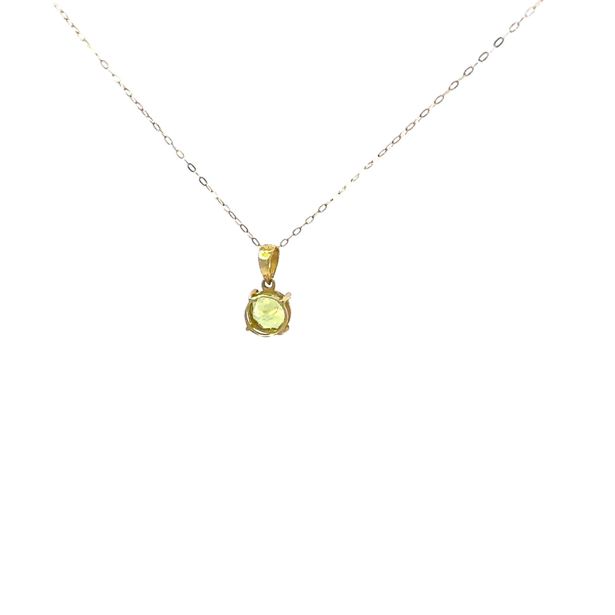 Round Cut Peridot Necklace in 14k Gold