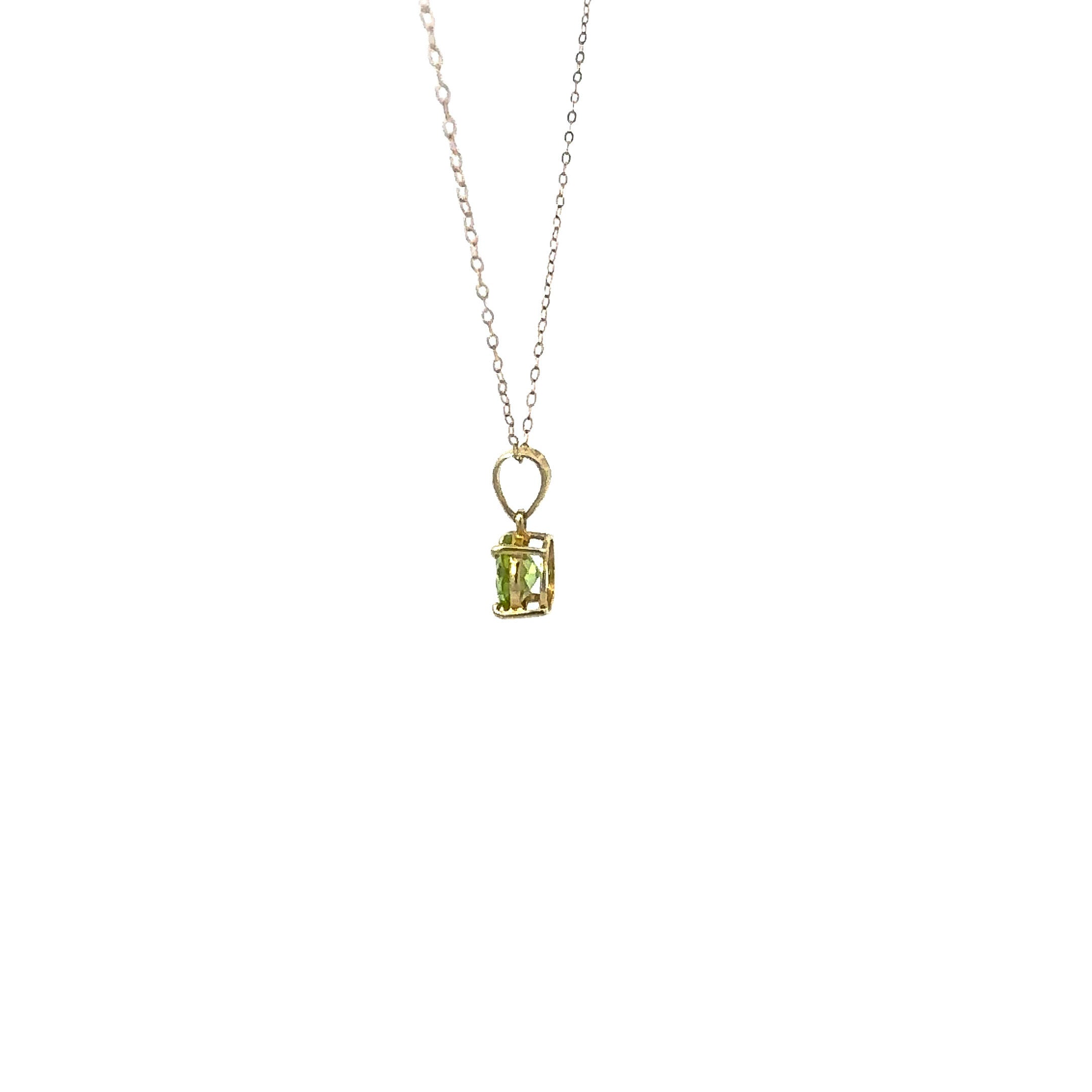 Round Cut Peridot Necklace in 14k Gold