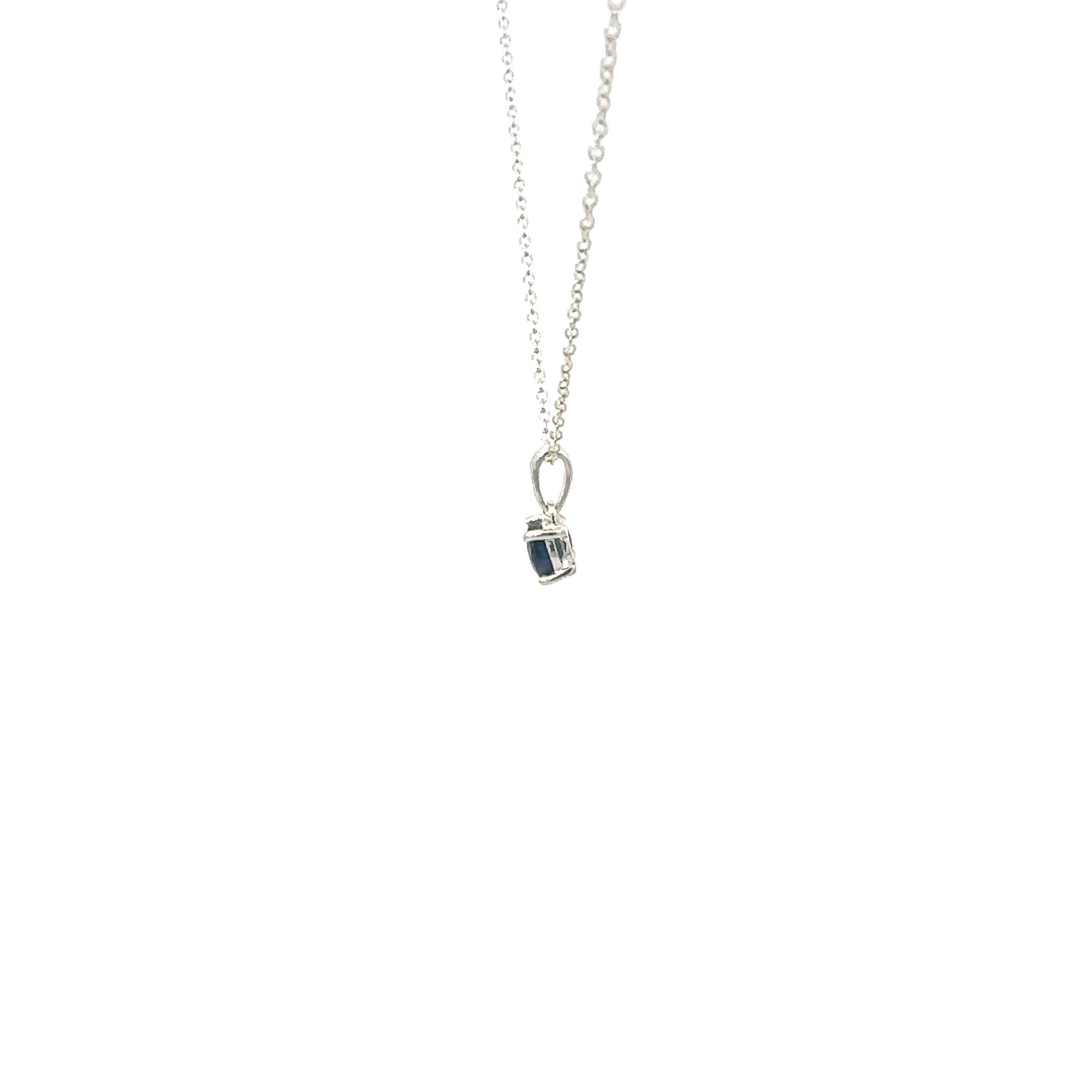 Round Cut Blue Sapphire Necklace in Sterling Silver