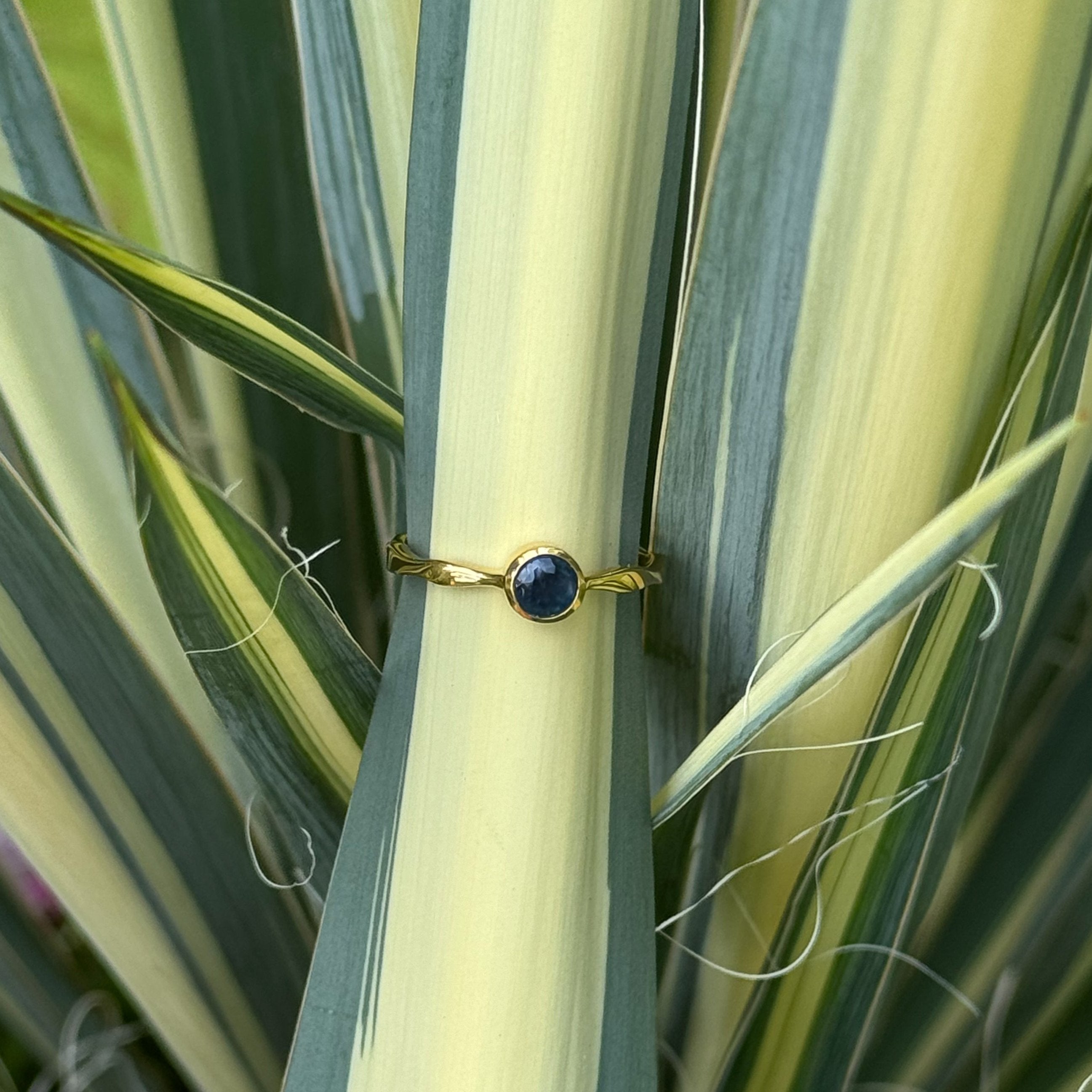 Round Cut Blue Sapphire Ring in Vermeil