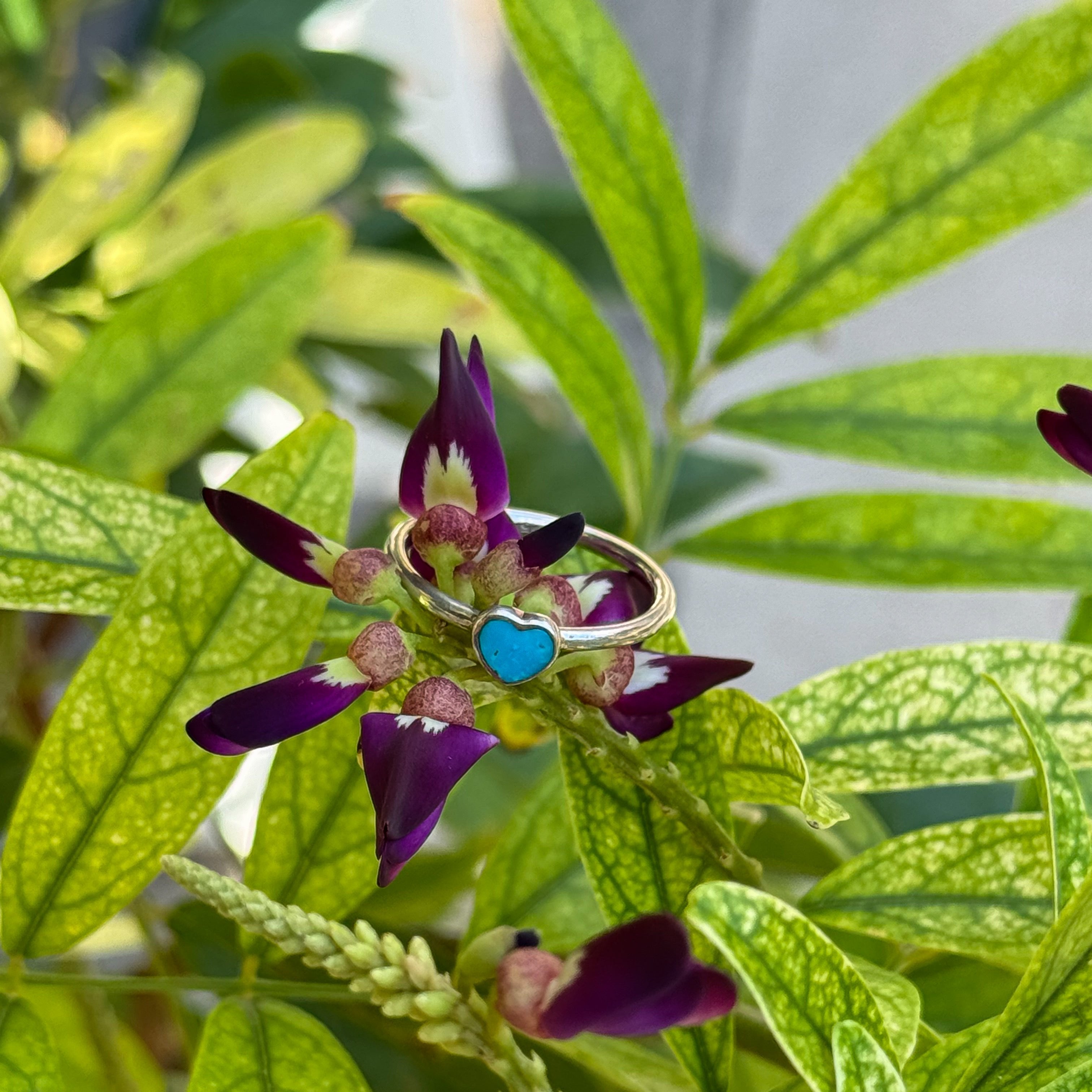 Heart Shaped Turquoise Ring in Sterling Silver