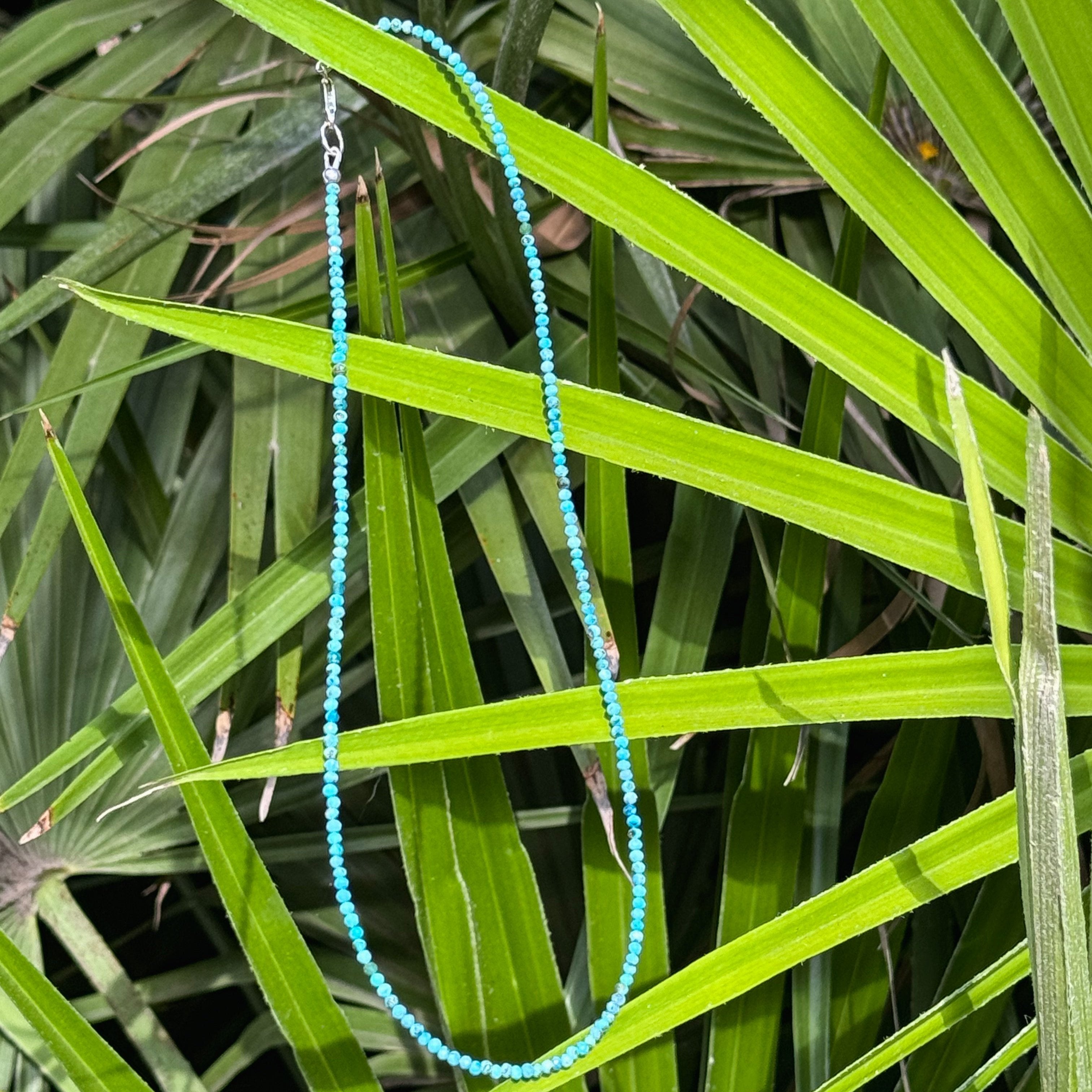 Beaded Turquoise Necklace in Sterling Silver