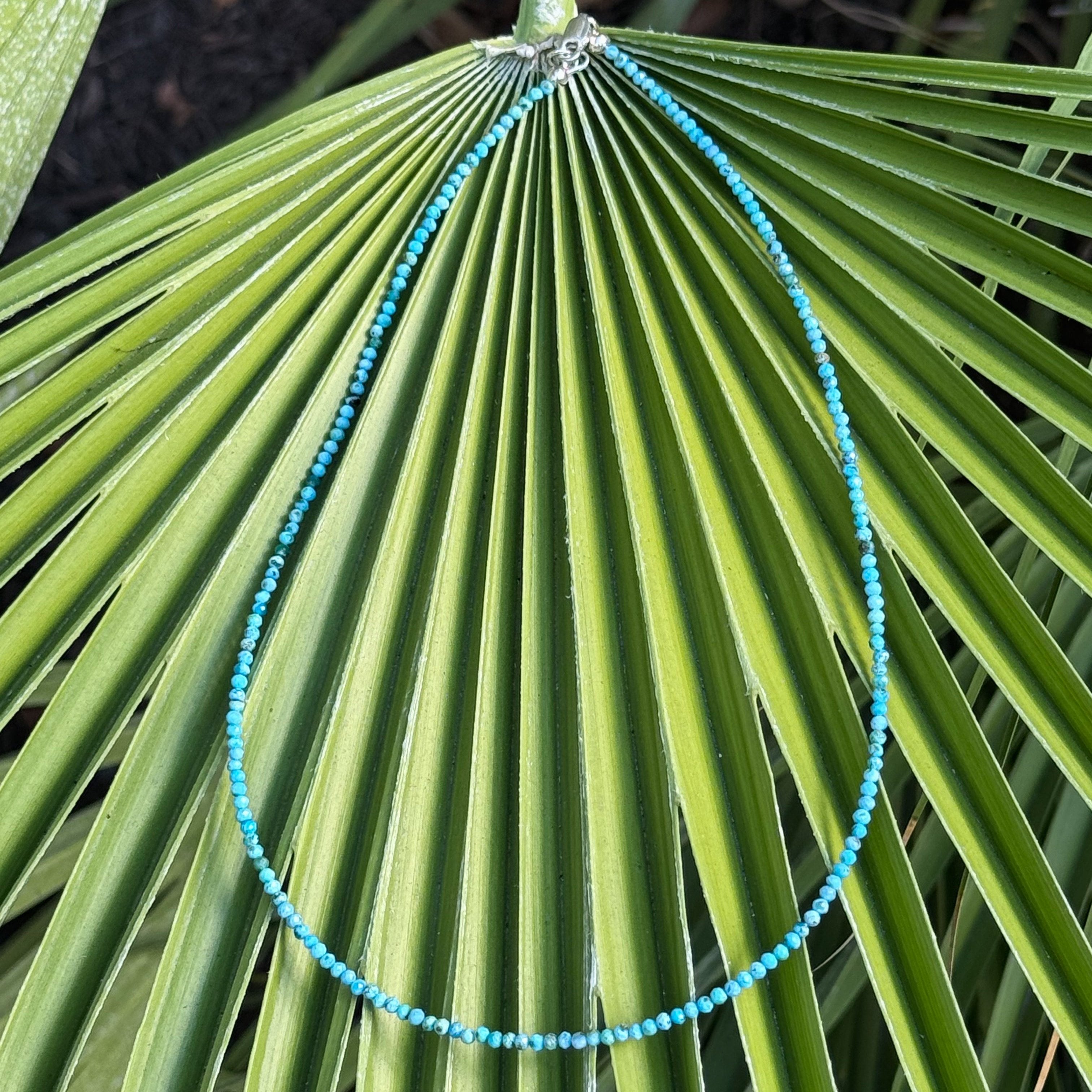 Beaded Turquoise Necklace in Sterling Silver