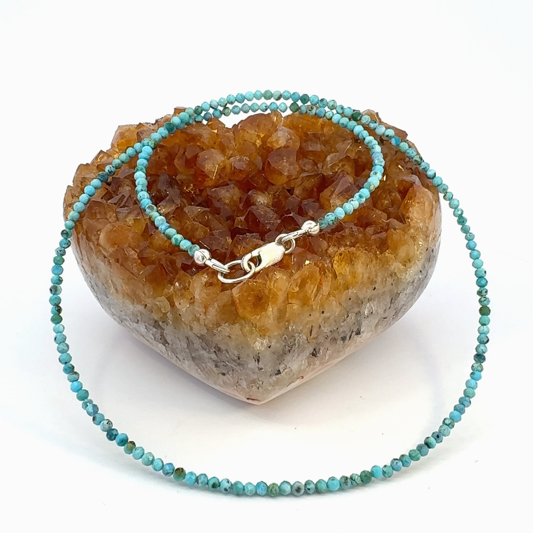 Beaded Turquoise Necklace in Sterling Silver