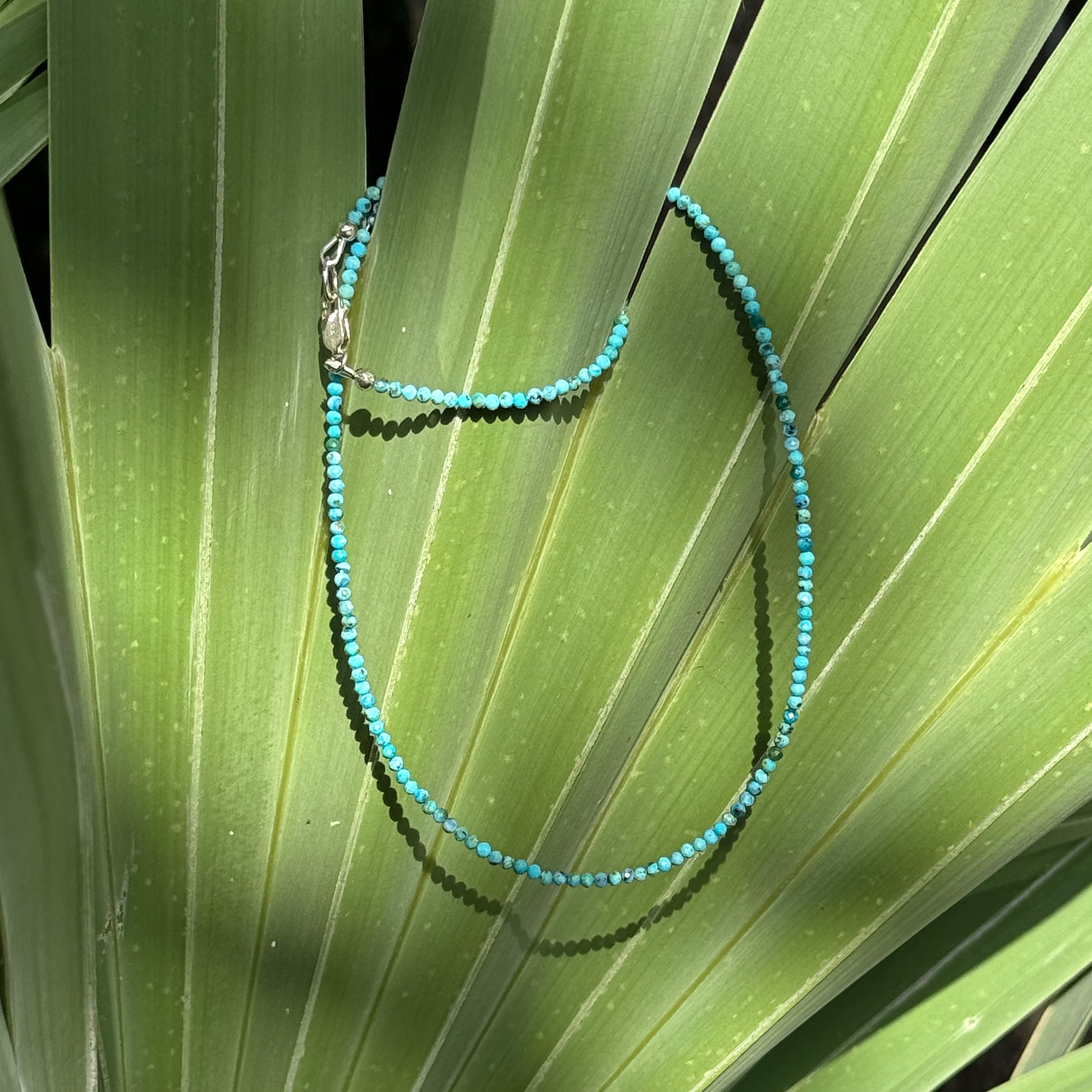 Beaded Turquoise Necklace in Sterling Silver