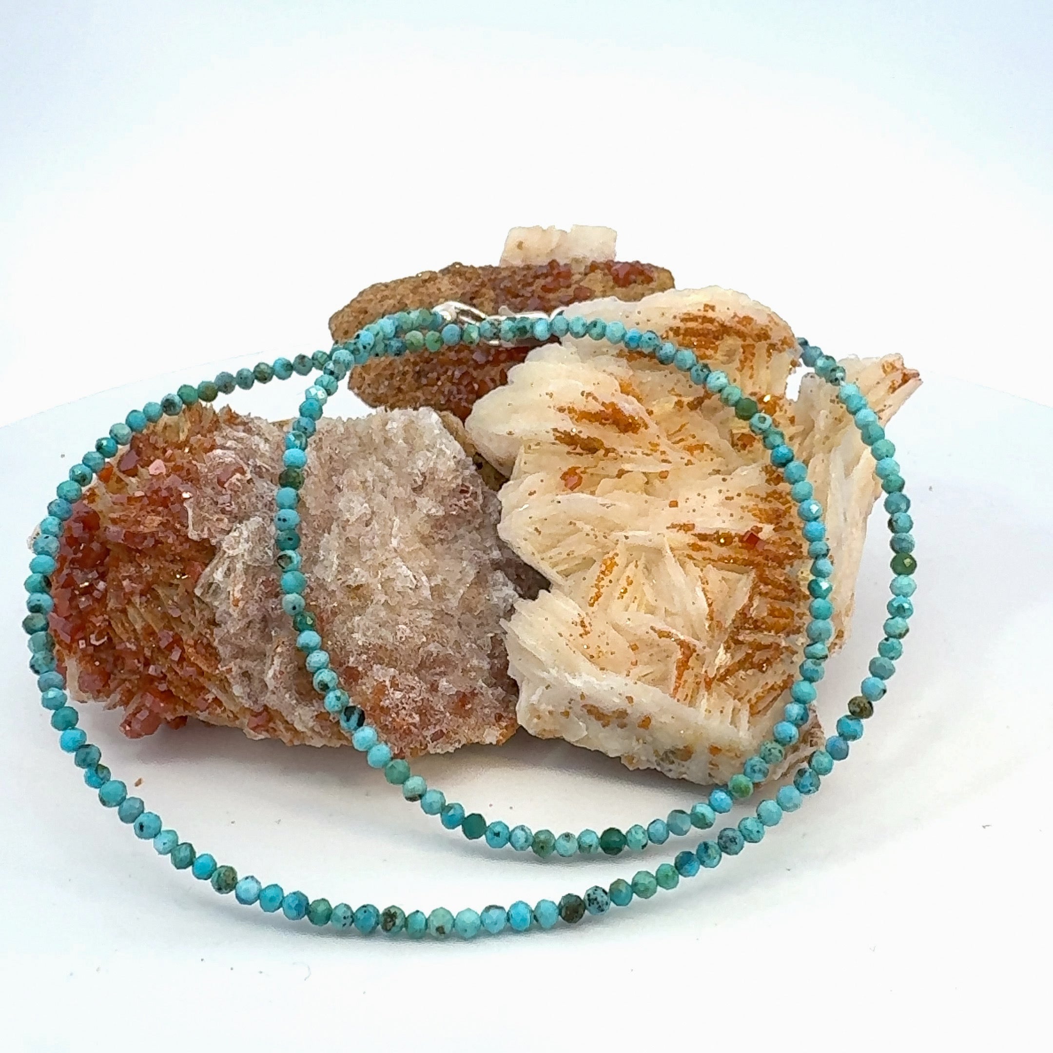 Beaded Turquoise Necklace in Sterling Silver