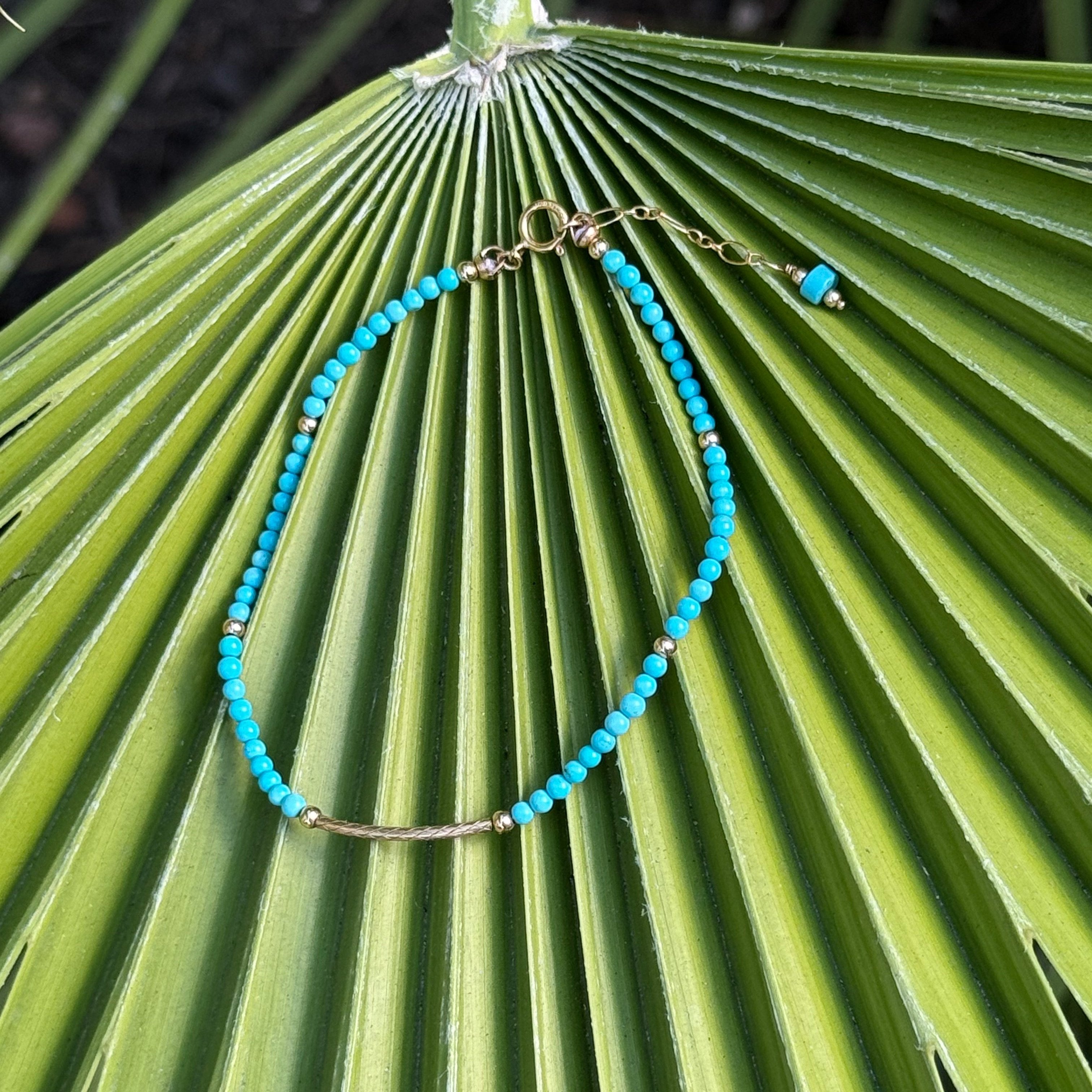 Beaded Turquoise Bracelet in 14k Gold Fill