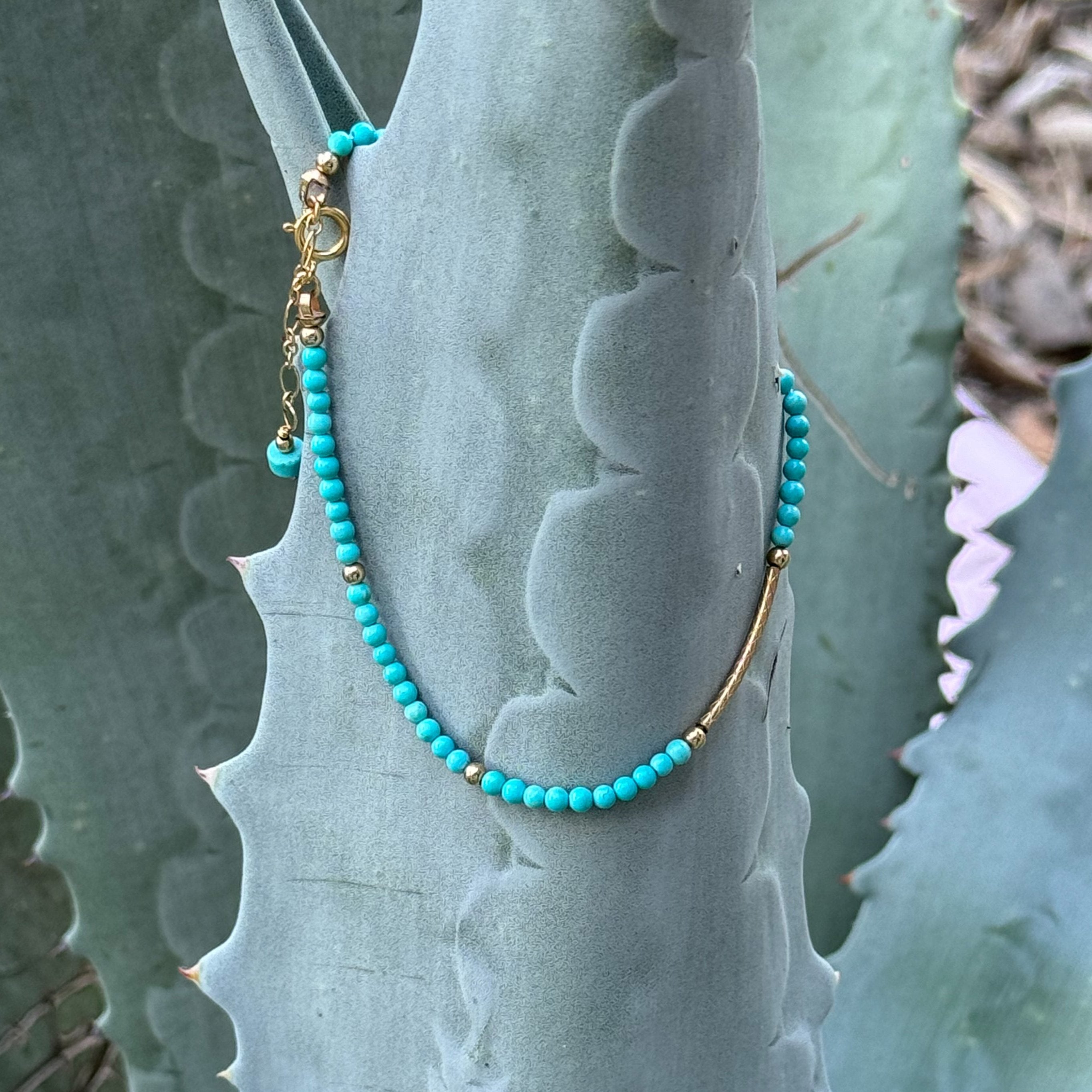 Beaded Turquoise Bracelet in 14k Gold Fill