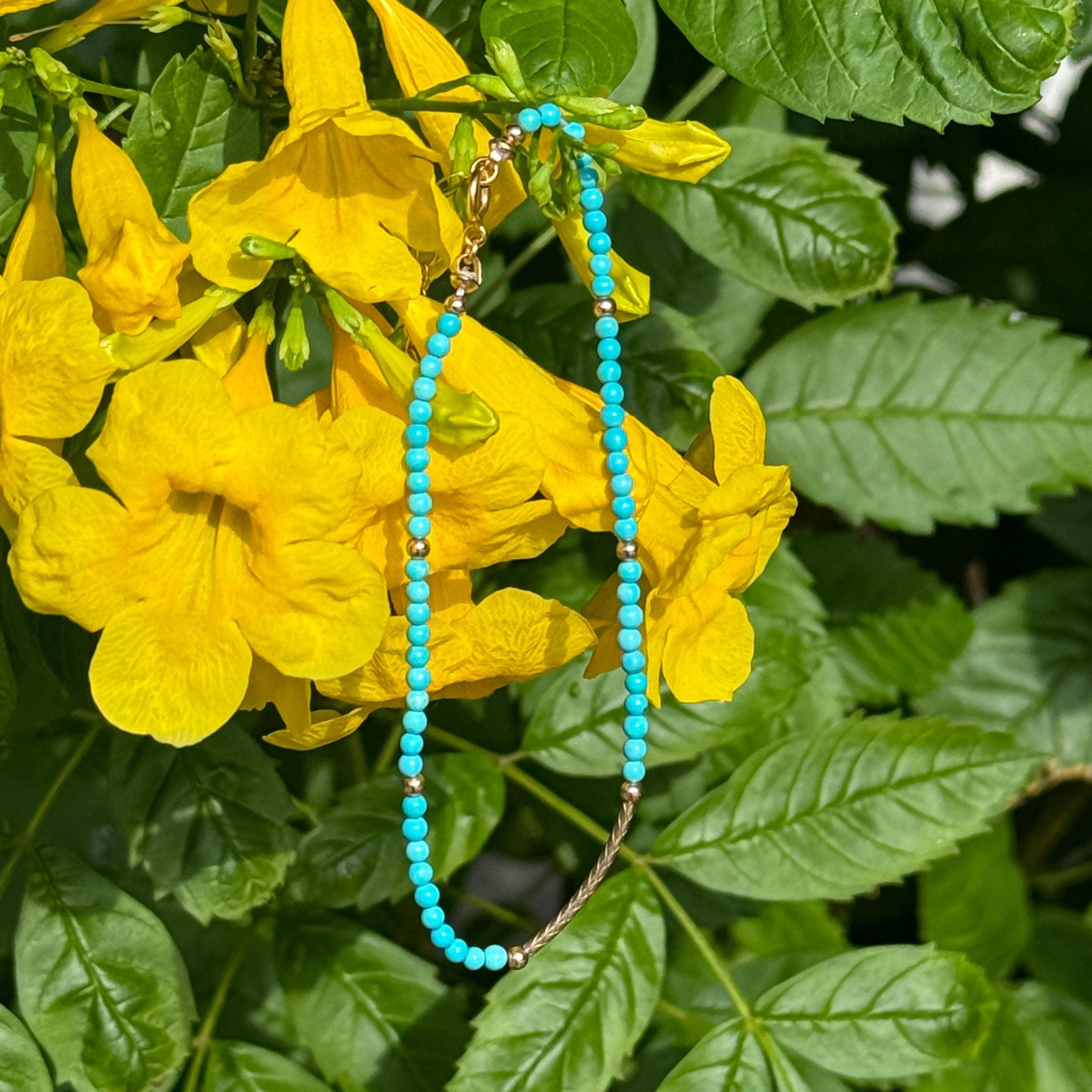 Beaded Turquoise Bracelet in 14k Gold Fill