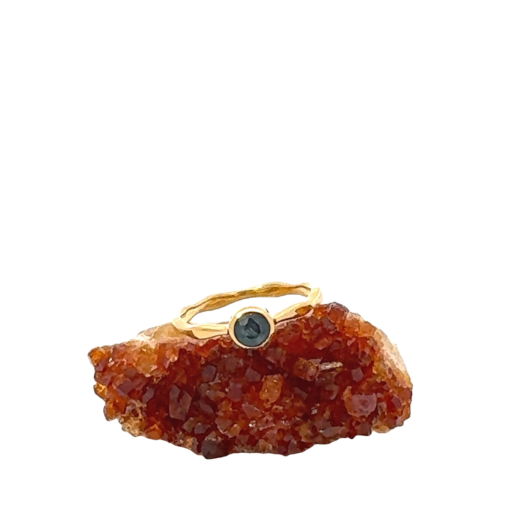 Round Cut Blue Sapphire Ring in Vermeil