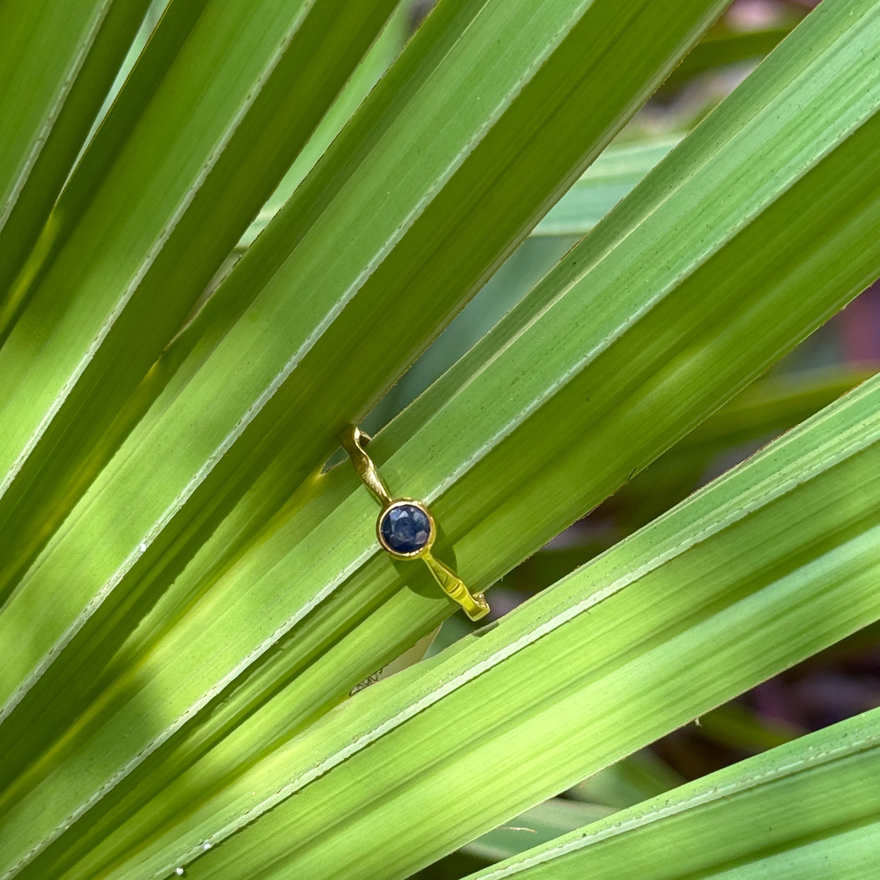 Round Cut Blue Sapphire Ring in Vermeil